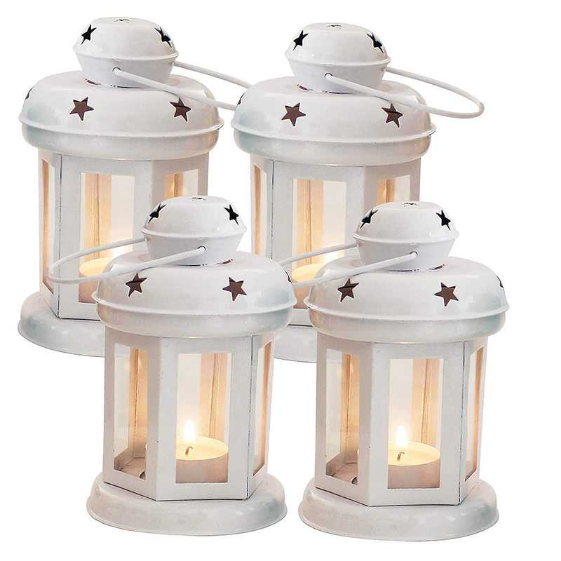 Alisha Exports set of 4 Decorative white Iron Lanterns